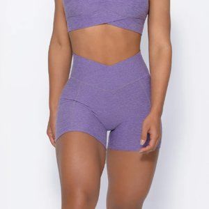 Bombshell Sportswear Tiny Waist Shorts - Size M in Violet Purple